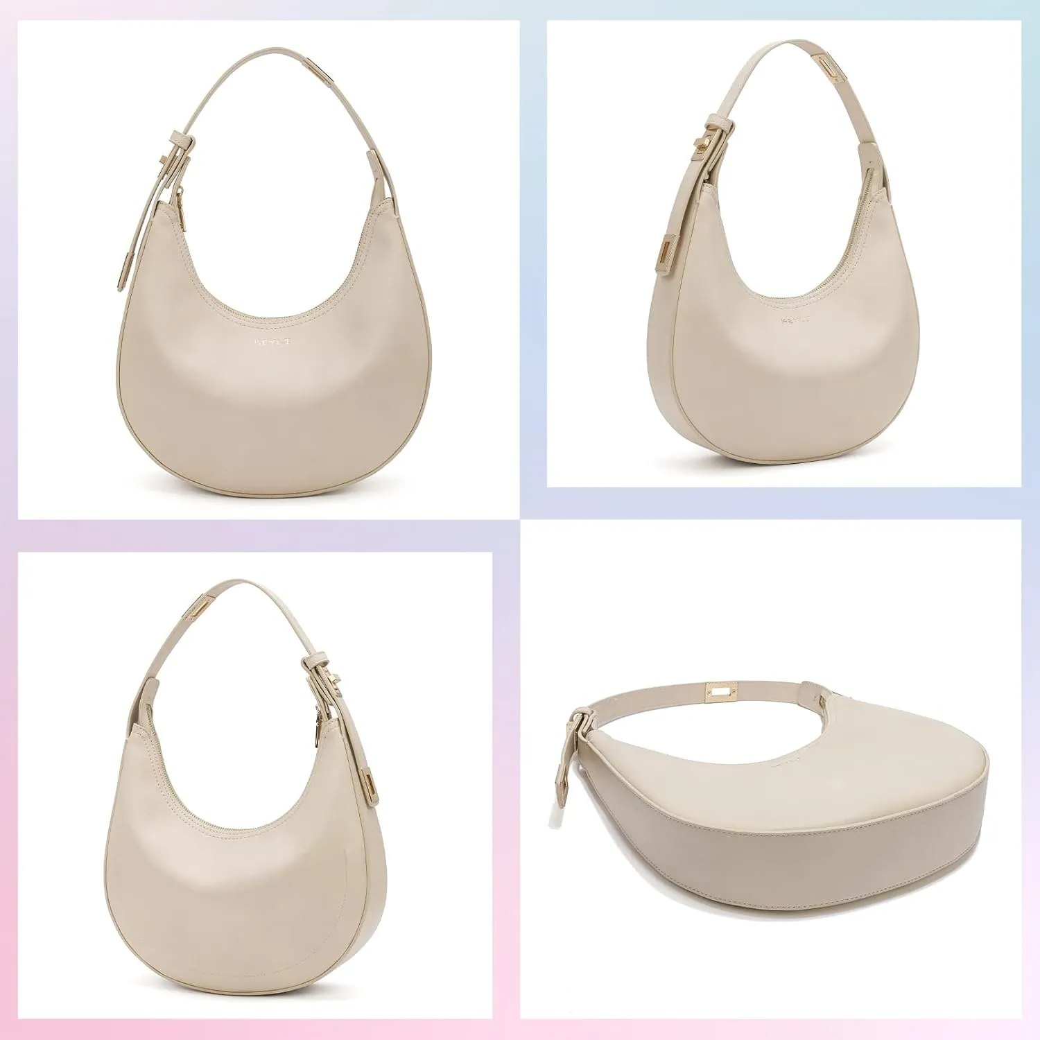 Keyli Shoulder Bag Stylish Casual Clutch Purses for Women 3 Ways Adjust Strap Hobo Handbags with Zip Closure