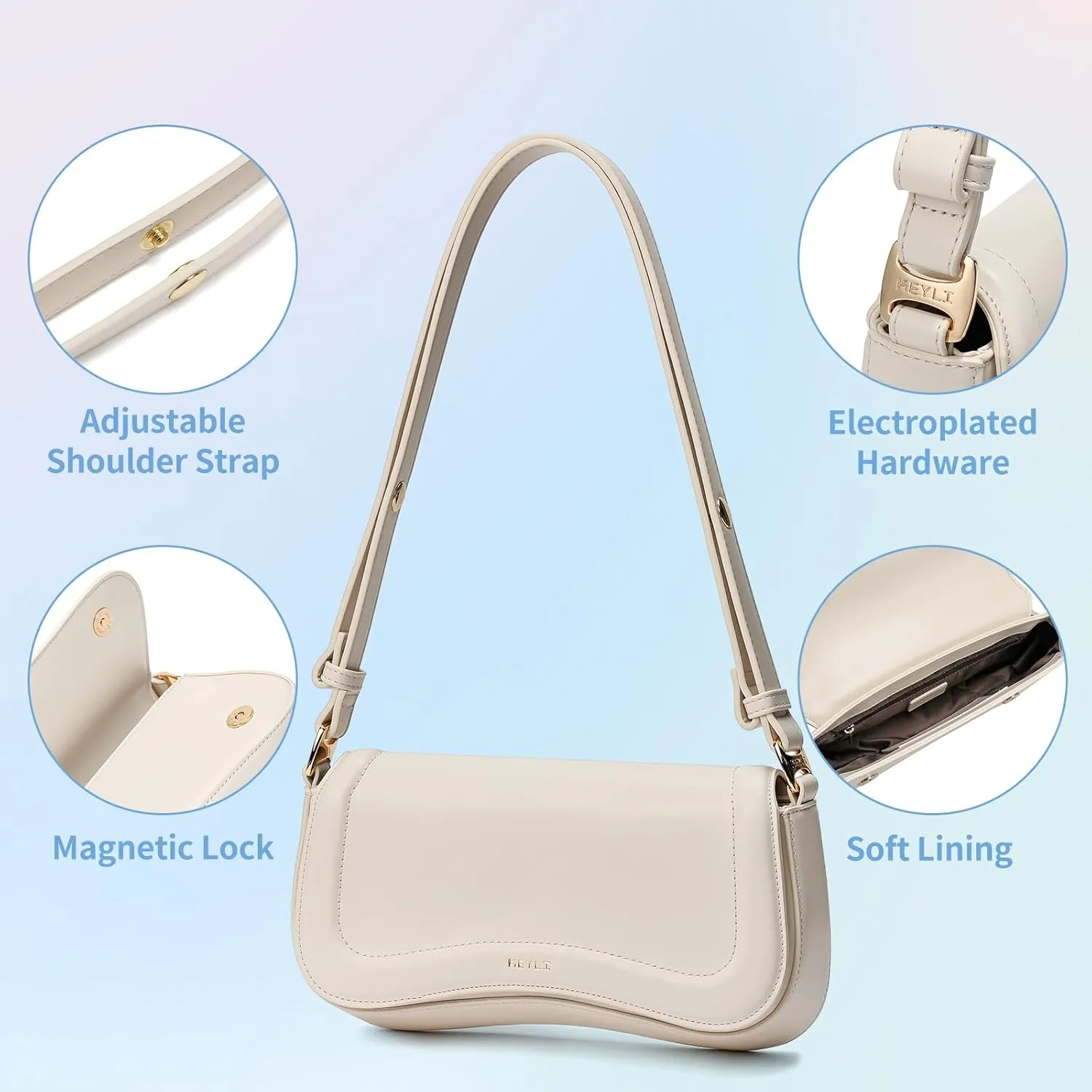 Keyli Small Shoulder Bag for women Trendy Crossbody Purse Waterproof Leather Handbags Clutch Tote Designer Bags