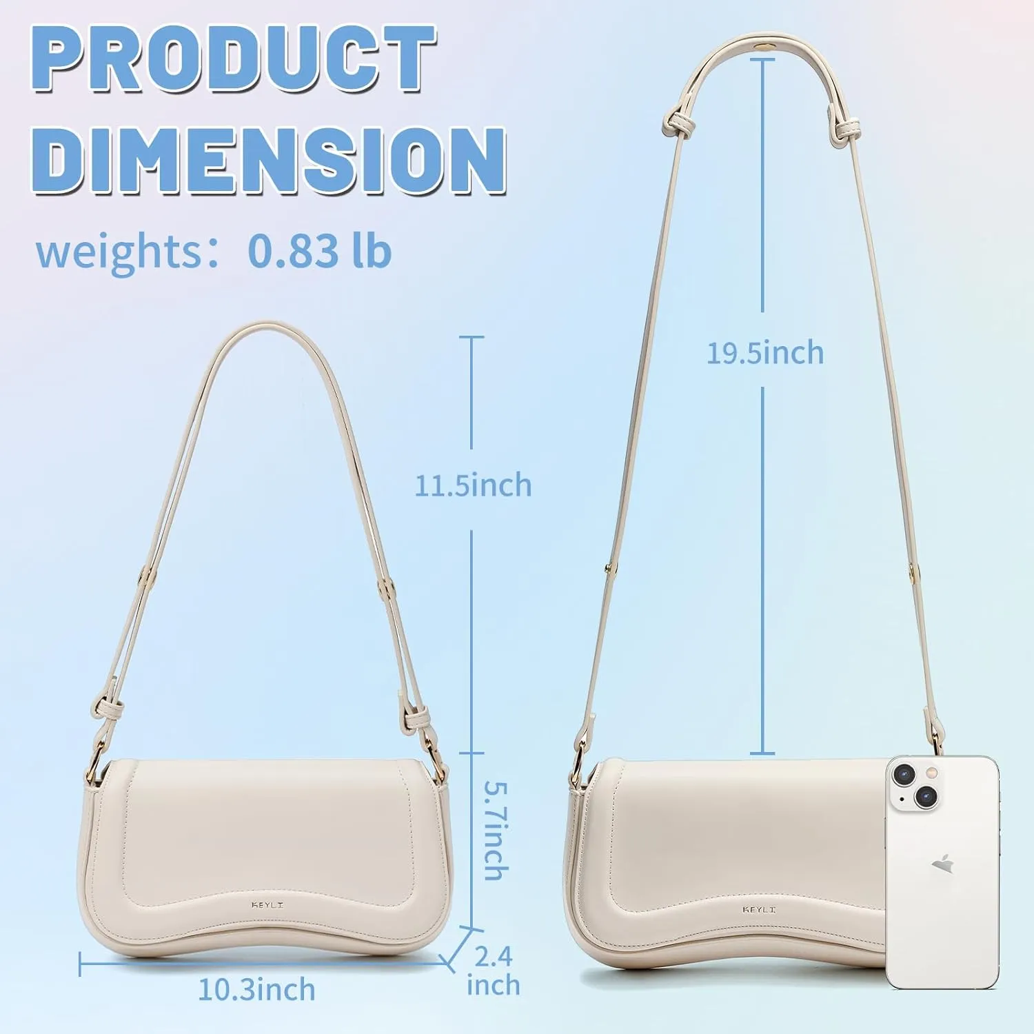 Keyli Small Shoulder Bag for women Trendy Crossbody Purse Waterproof Leather Handbags Clutch Tote Designer Bags