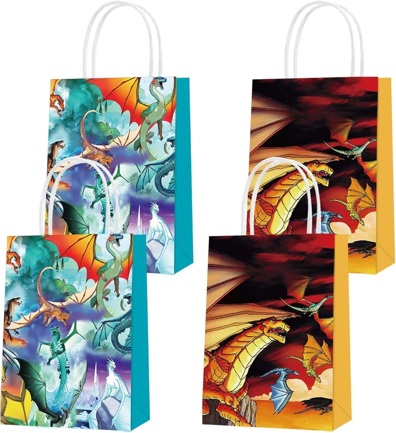 KGNZUIZIU 16 Pack Wings Fire Party Gift Bags, Treat Candy Goodie Bags for Dragon Theme Fans Adults Birthday Party Decorations Party Favors