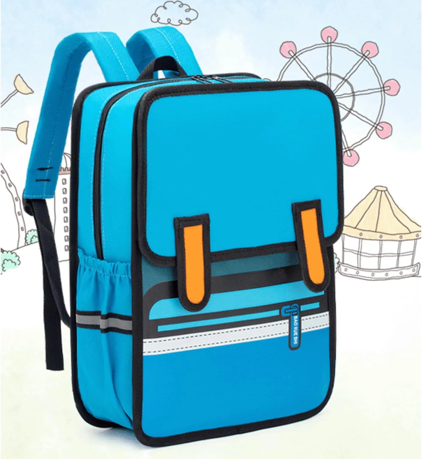 Kid Boys Girls Backpack Waterproof Children Snack Bag Jump Style 3D Primary School Bag Kindergarten Backpack (Blue)