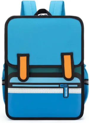 Kid Boys Girls Backpack Waterproof Children Snack Bag Jump Style 3D Primary School Bag Kindergarten Backpack (Blue)
