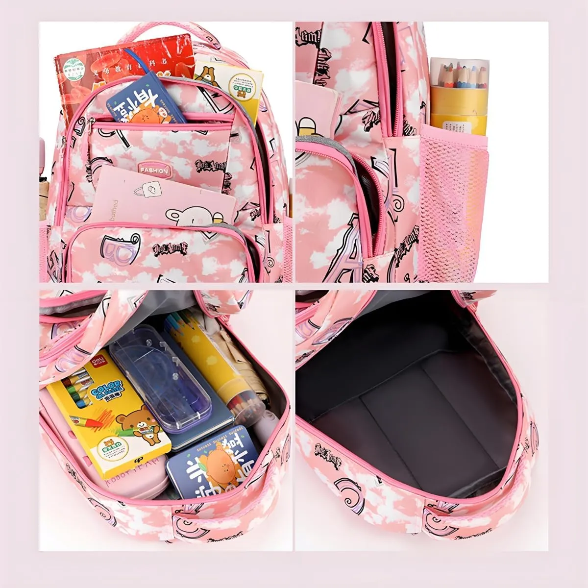 Kids Backpack Bookbag Boys Girls Backpack Teen Primary Middle School Bag Lightweight Travel Backpacks(Pink)