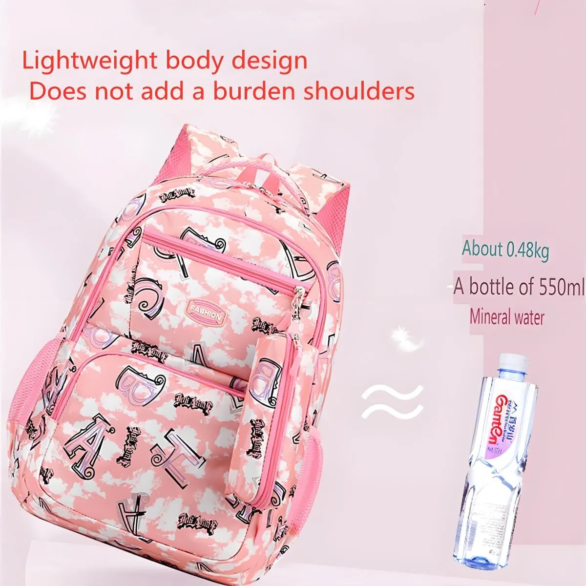 Kids Backpack Bookbag Boys Girls Backpack Teen Primary Middle School Bag Lightweight Travel Backpacks(Pink)