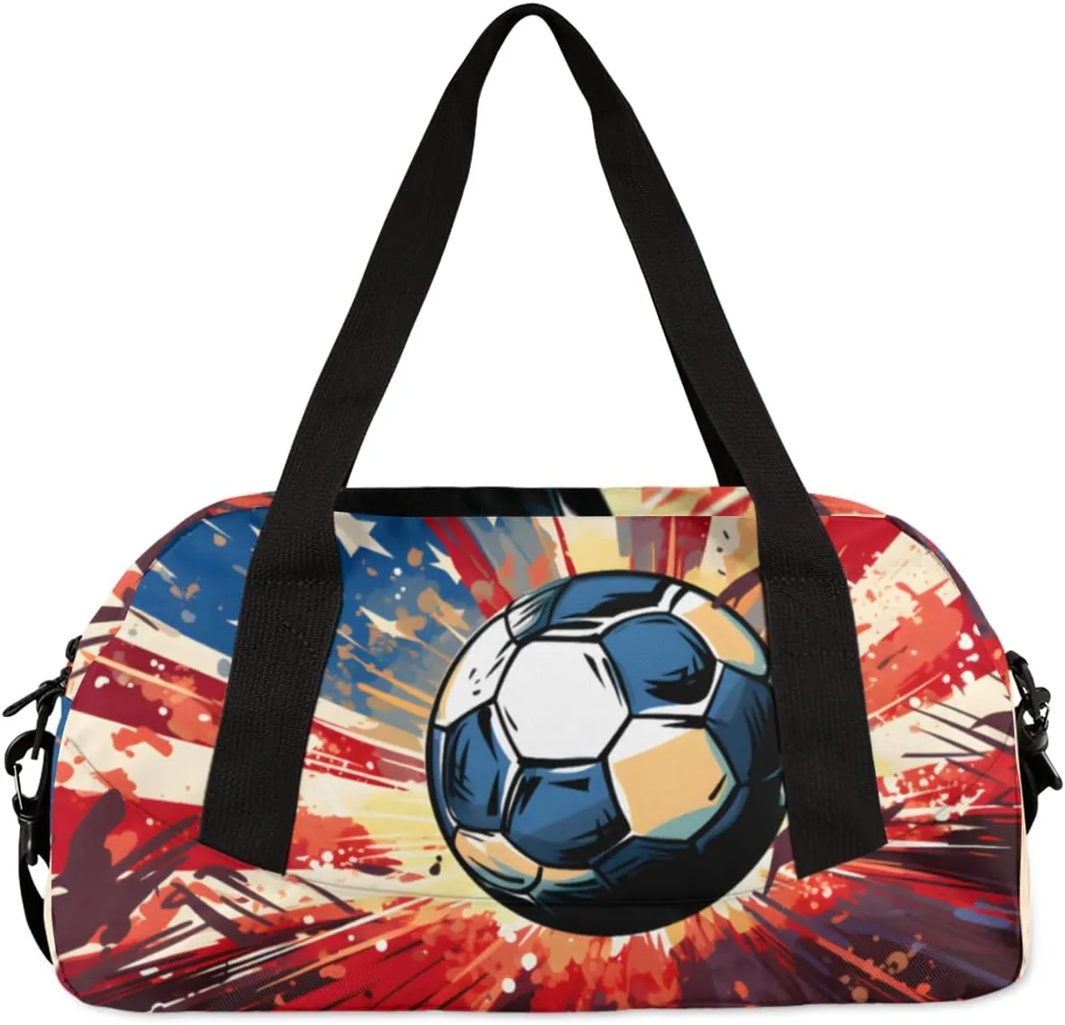 Kids Duffel Overnight Bag Boys American Flag Football Print,Ball Waterproof Gym Sports Duffle Bag Teen Personalized Travel Gymnastic Weekender Bag Custom Carry on Tote Bag for Boys