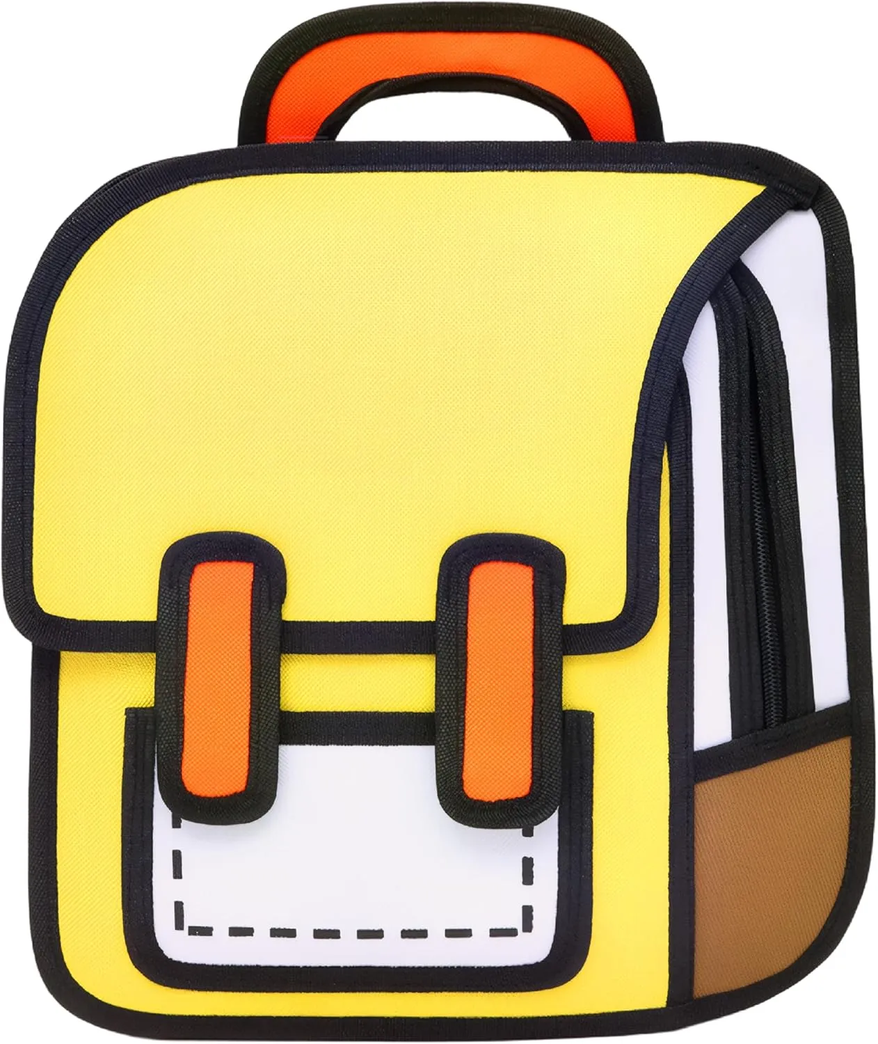 Kids Kawaii Backpack for Boys Girls Cute Toddler 2D Cartoon Comic Paper Jump Bookbag Fun Weird School Schoolbag (Yellow, Small)