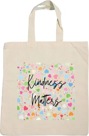 Kindness Matters-Hearts Cotton Canvas Tote Bag 15x16 Inches Inclusion, Anti-bullying, LGBTQ Friendly, Anti-racism, Autism, ASD, ADHD, Neurodiverse, Learning Disabilities, Mental Health Conditions