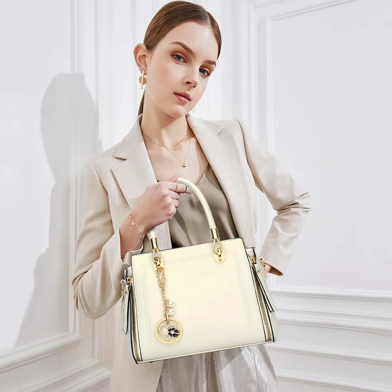 KKXIU Stylish Women Satchel Purses and Handbags Vegan Leather Top Handle Shoulder Crossbody Bag
