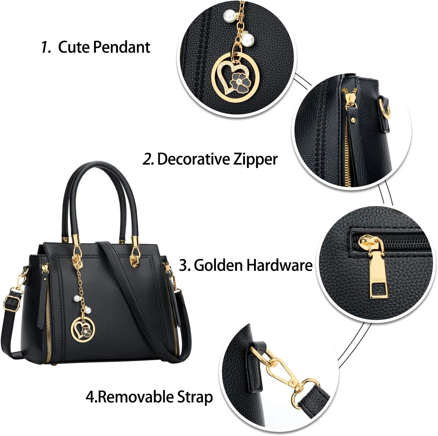 KKXIU Stylish Women Satchel Purses and Handbags Vegan Leather Top Handle Shoulder Crossbody Bag