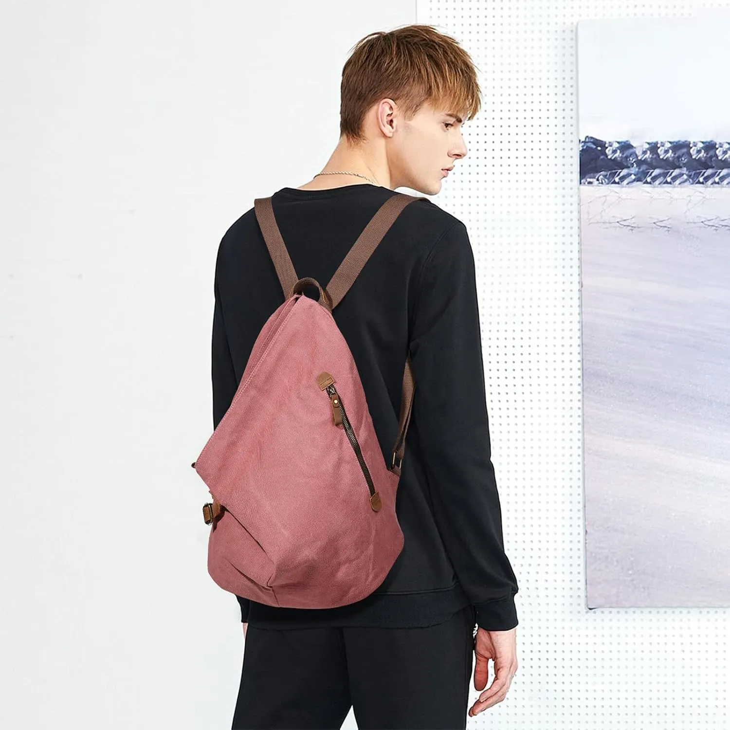KL928 Canvas Vintage Backpack – Large Casual Daypack Outdoor Travel Rucksack Hiking Backpacks for Men Women