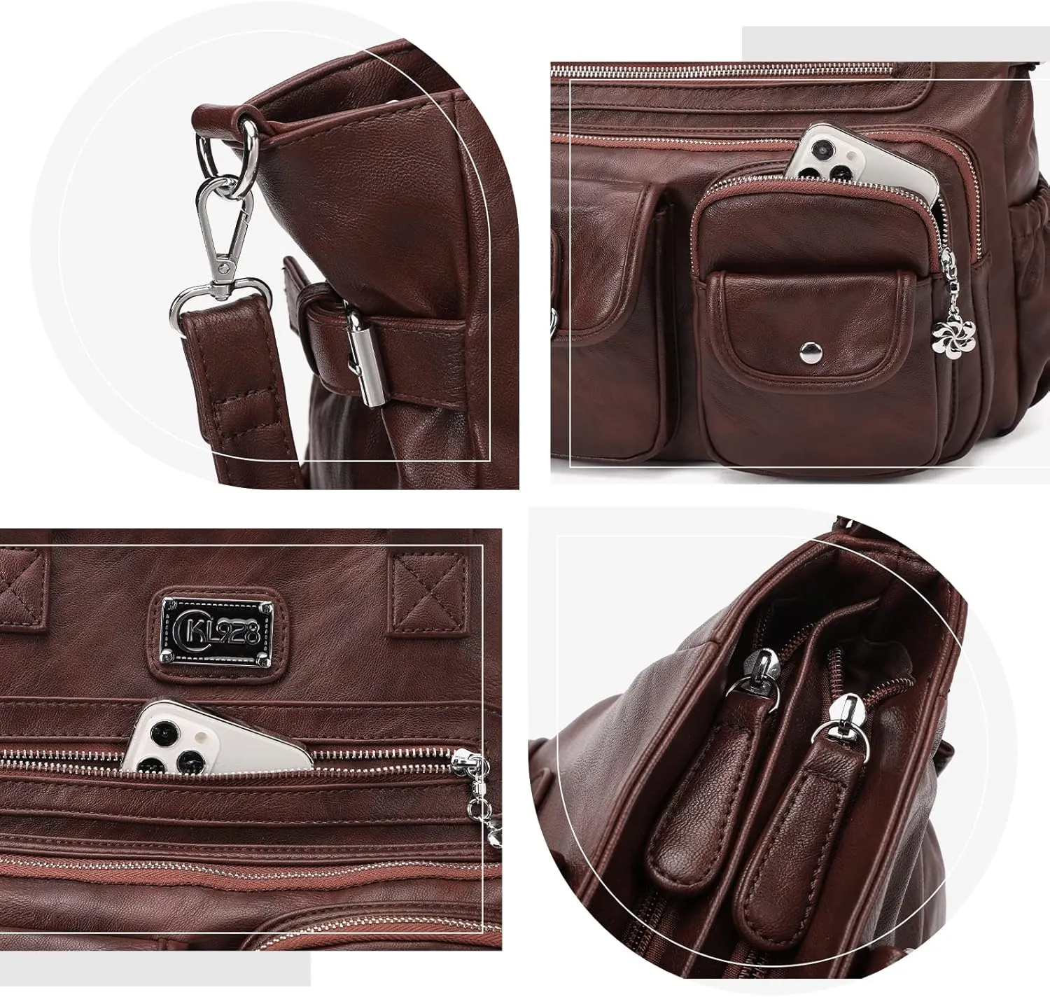 KL928 Large Purses for Women Shoulder Bag Tote Handbags Stylish Vegan Leather Hobo Bags Ladies
