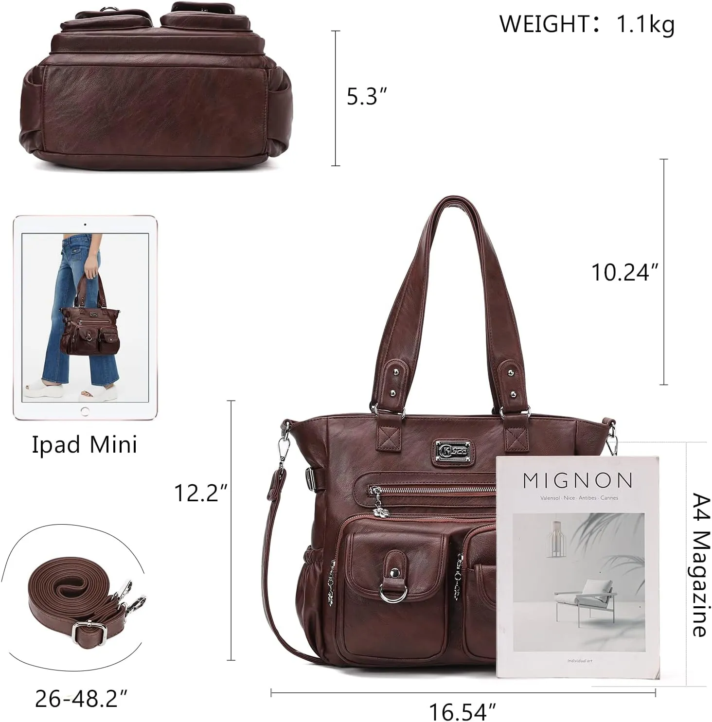 KL928 Large Purses for Women Shoulder Bag Tote Handbags Stylish Vegan Leather Hobo Bags Ladies
