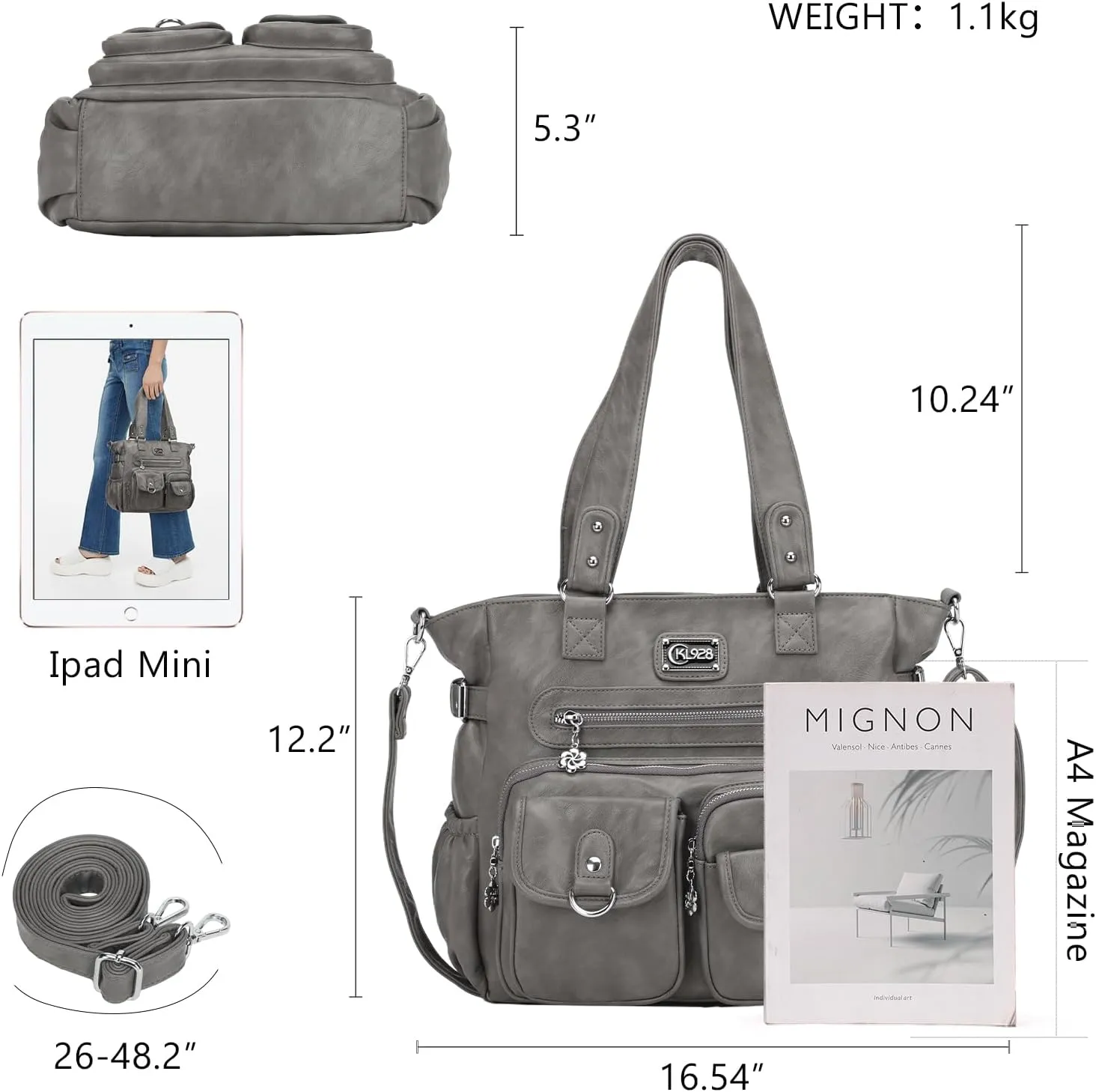 KL928 Large Purses for Women Shoulder Bag Tote Handbags Stylish Vegan Leather Hobo Bags Ladies