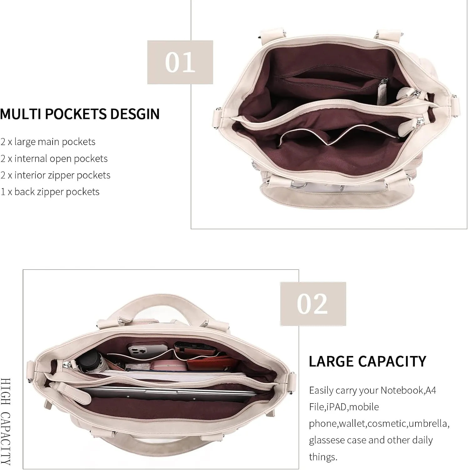KL928 Large Purses for Women Shoulder Bag Tote Handbags Stylish Vegan Leather Hobo Bags Ladies