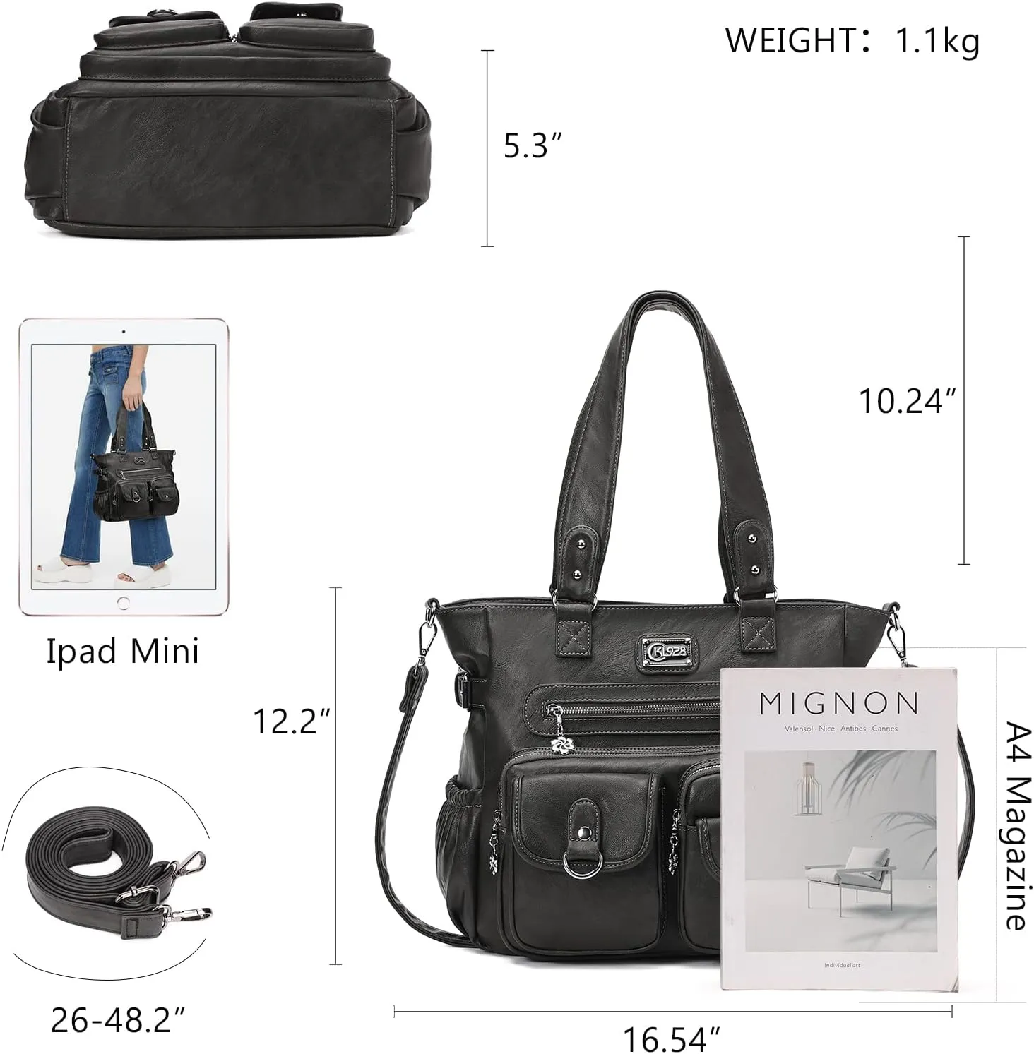 KL928 Large Purses for Women Shoulder Bag Tote Handbags Stylish Vegan Leather Hobo Bags Ladies
