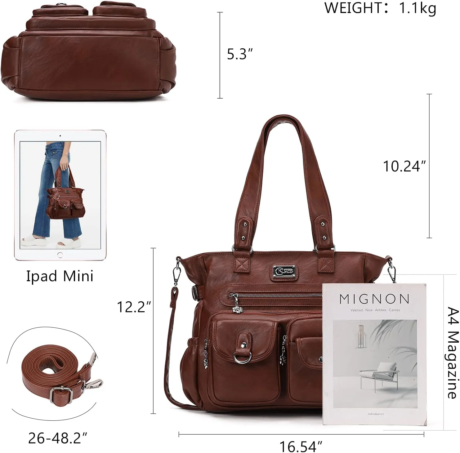 KL928 Large Purses for Women Shoulder Bag Tote Handbags Stylish Vegan Leather Hobo Bags Ladies