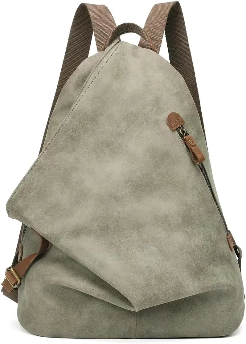 KL928 PU Leather Vintage Backpack – Large Casual Daypack Outdoor Travel Rucksack Hiking Backpacks for Men Women