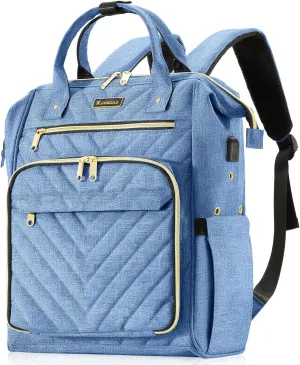 Knitting Bag Backpack, Yarn Organizer with USB Charging Port, Quilted Backpack for Women, Mothers Day Gifts Large Travel Crochet Bag Totes for Crochet Hooks, Knitting Needles, Yarn Supplies, Blue