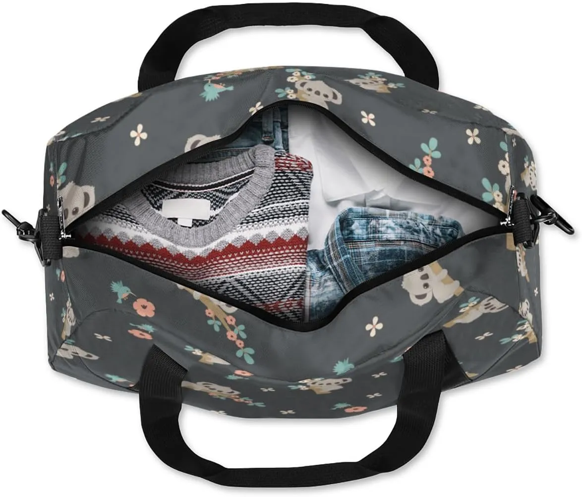 Koala Flower Gym Bag, Duffle Bag, Weekender Bag, Duffel Bag, Overnight Bag, Travel Duffel Bag, Dance Bag, Tote Bag, Beach Bag, Pool Bag, Gym Duffle Bag, Carry on Bag