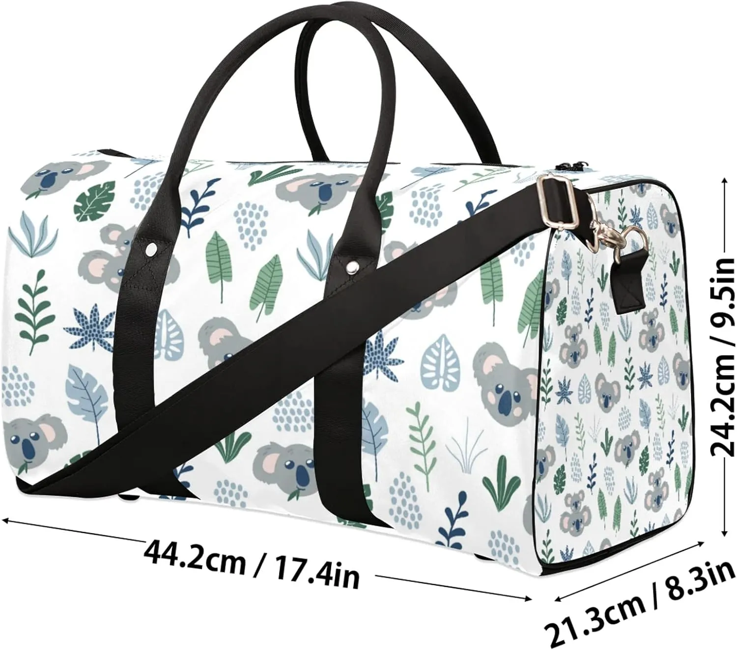 Koala Plam Travel Duffle Bag, Weekender Bags for Women Men, Carry on Overnight Bag Waterproof Gym Bags, Hospital Bag for Labor and Delivery