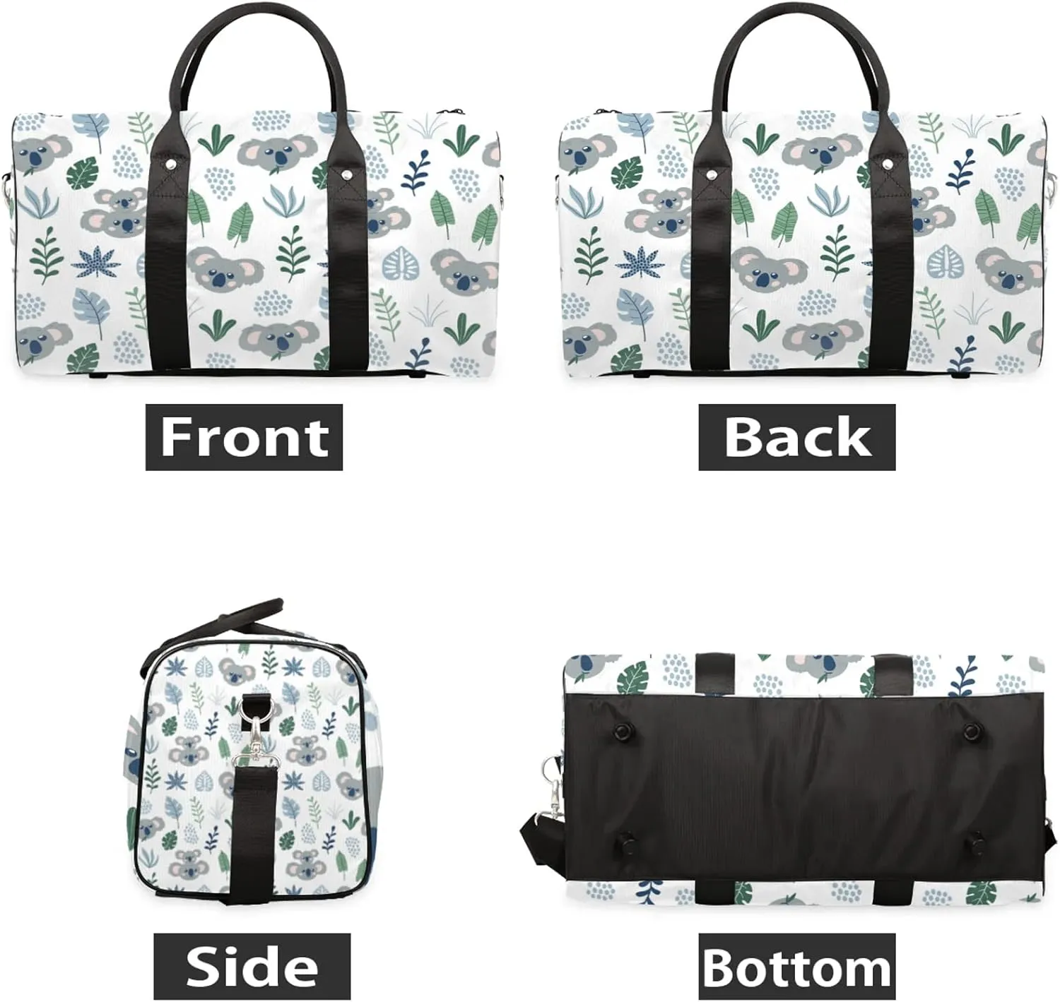 Koala Plam Travel Duffle Bag, Weekender Bags for Women Men, Carry on Overnight Bag Waterproof Gym Bags, Hospital Bag for Labor and Delivery