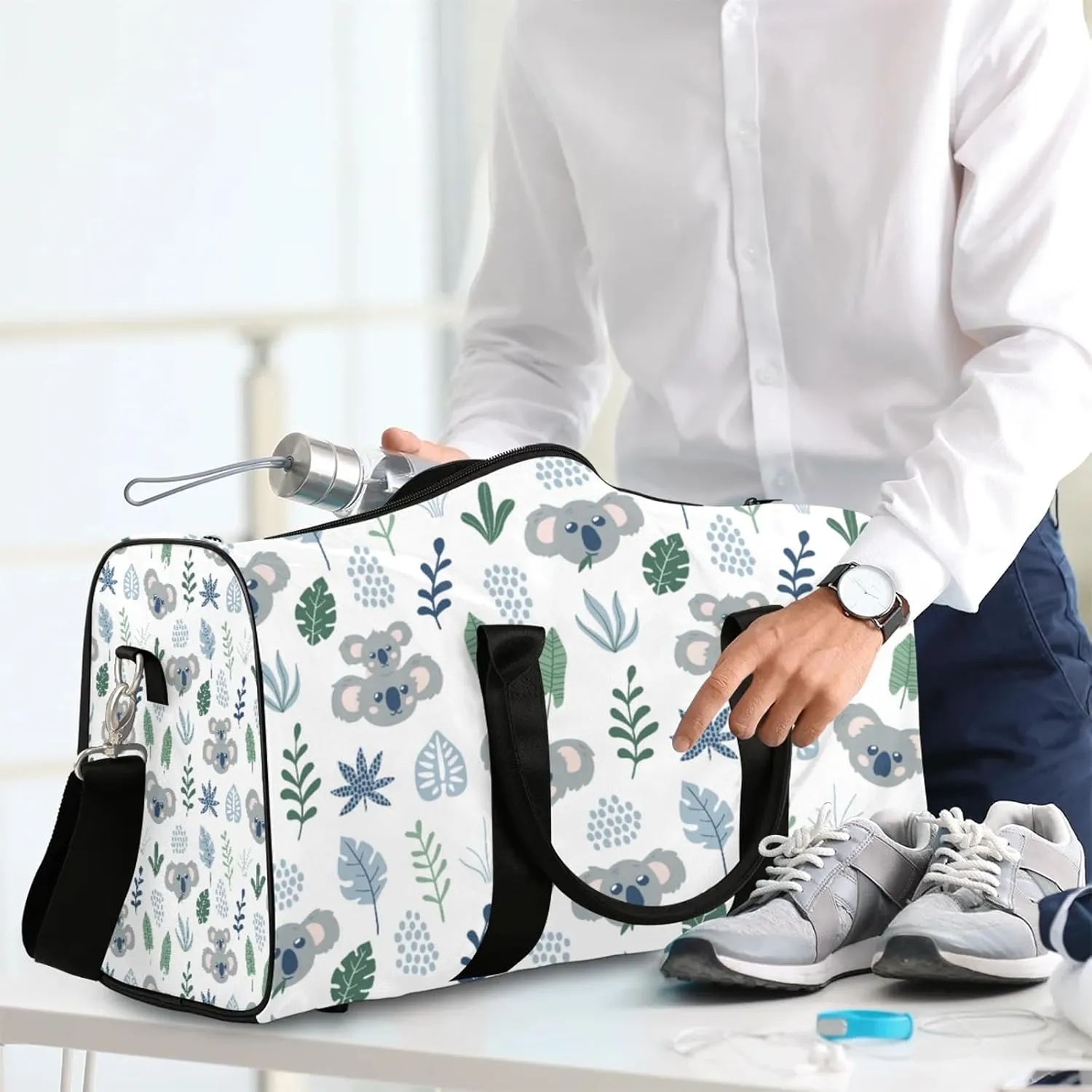 Koala Plam Travel Duffle Bag, Weekender Bags for Women Men, Carry on Overnight Bag Waterproof Gym Bags, Hospital Bag for Labor and Delivery