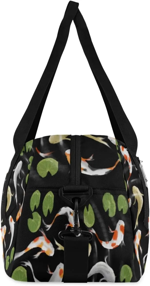Koi Fish Lotus Leaf Gym Bag, Duffle Bag, Weekender Bag, Duffel Bag, Overnight Bag, Travel Duffel Bag, Dance Bag, Tote Bag, Beach Bag, Pool Bag, Gym Duffle Bag, Carry on Bag