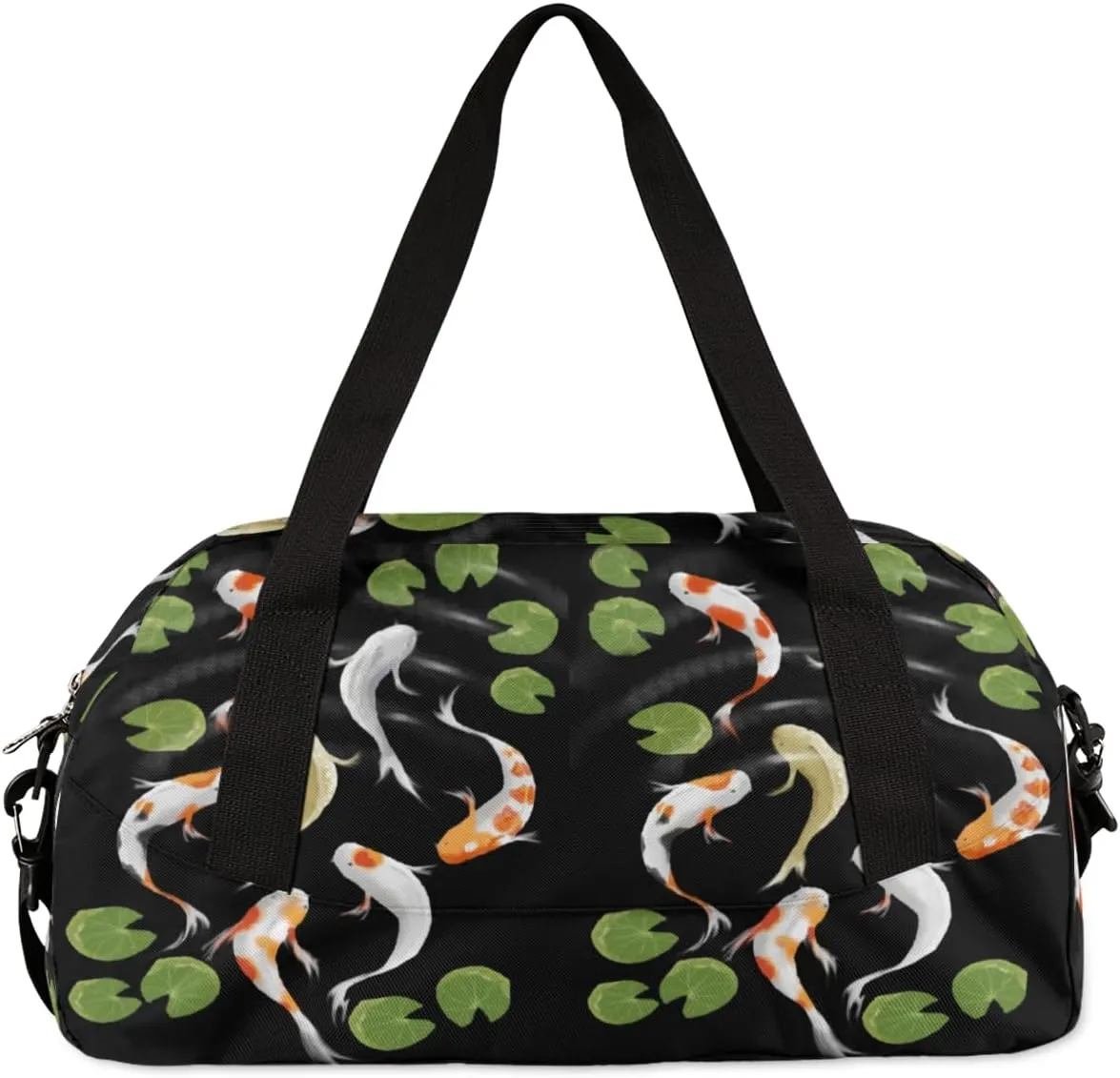 Koi Fish Lotus Leaf Gym Bag, Duffle Bag, Weekender Bag, Duffel Bag, Overnight Bag, Travel Duffel Bag, Dance Bag, Tote Bag, Beach Bag, Pool Bag, Gym Duffle Bag, Carry on Bag