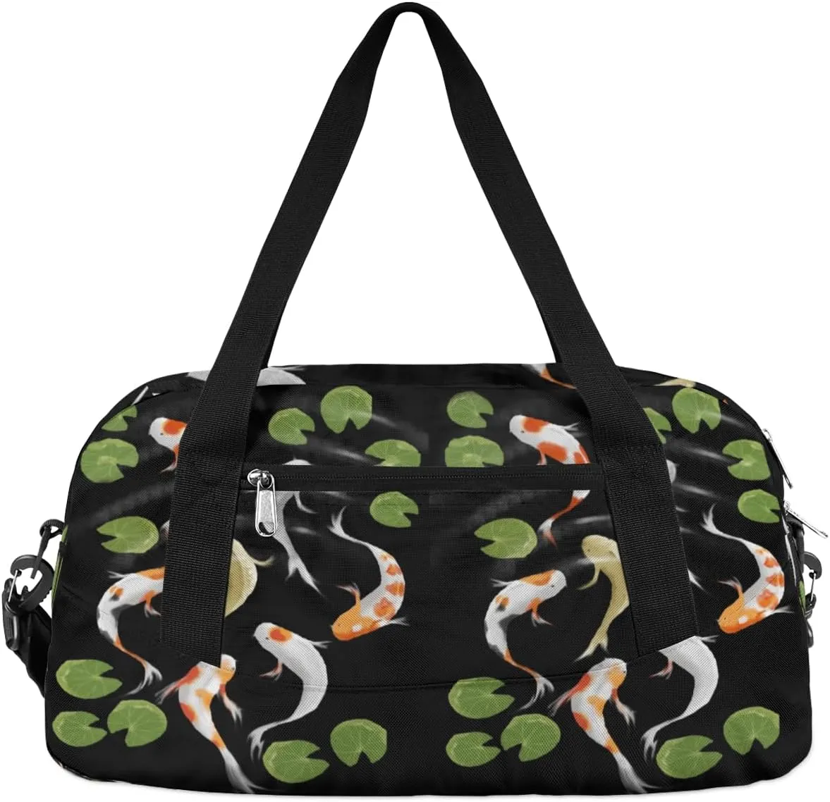 Koi Fish Lotus Leaf Gym Bag, Duffle Bag, Weekender Bag, Duffel Bag, Overnight Bag, Travel Duffel Bag, Dance Bag, Tote Bag, Beach Bag, Pool Bag, Gym Duffle Bag, Carry on Bag