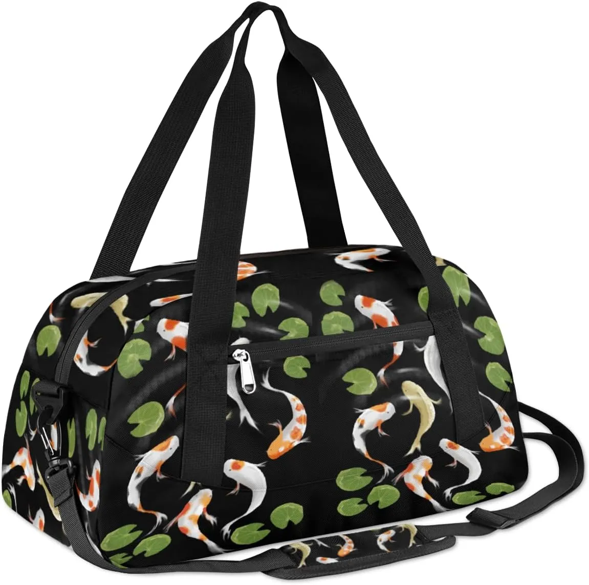 Koi Fish Lotus Leaf Gym Bag, Duffle Bag, Weekender Bag, Duffel Bag, Overnight Bag, Travel Duffel Bag, Dance Bag, Tote Bag, Beach Bag, Pool Bag, Gym Duffle Bag, Carry on Bag