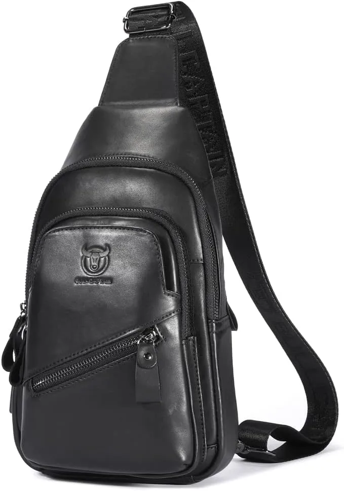 KPYWZER Vintage Leather Sling Bag Backpack for Men Crossbody Shoulder Chest Day Pack Backpacks