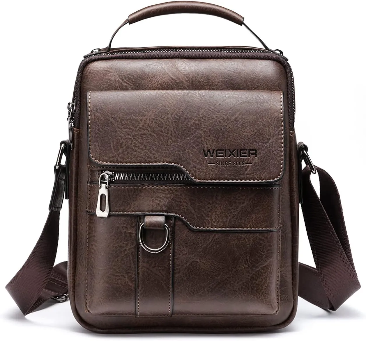 KUANG! Men's Shoulder Bag PU Leather Business Messenger Bag Briefcase Travel Crossbody Multi Pockets Handbag Purse