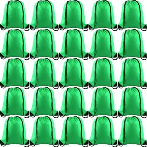 KUUQA 25Pcs Green Drawstring Bags - String Backpacks for Gym, Sport, Traveling