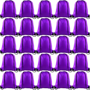 KUUQA 25Pcs Purple Drawstring Bags - String Backpacks for Gym, Sport, Traveling