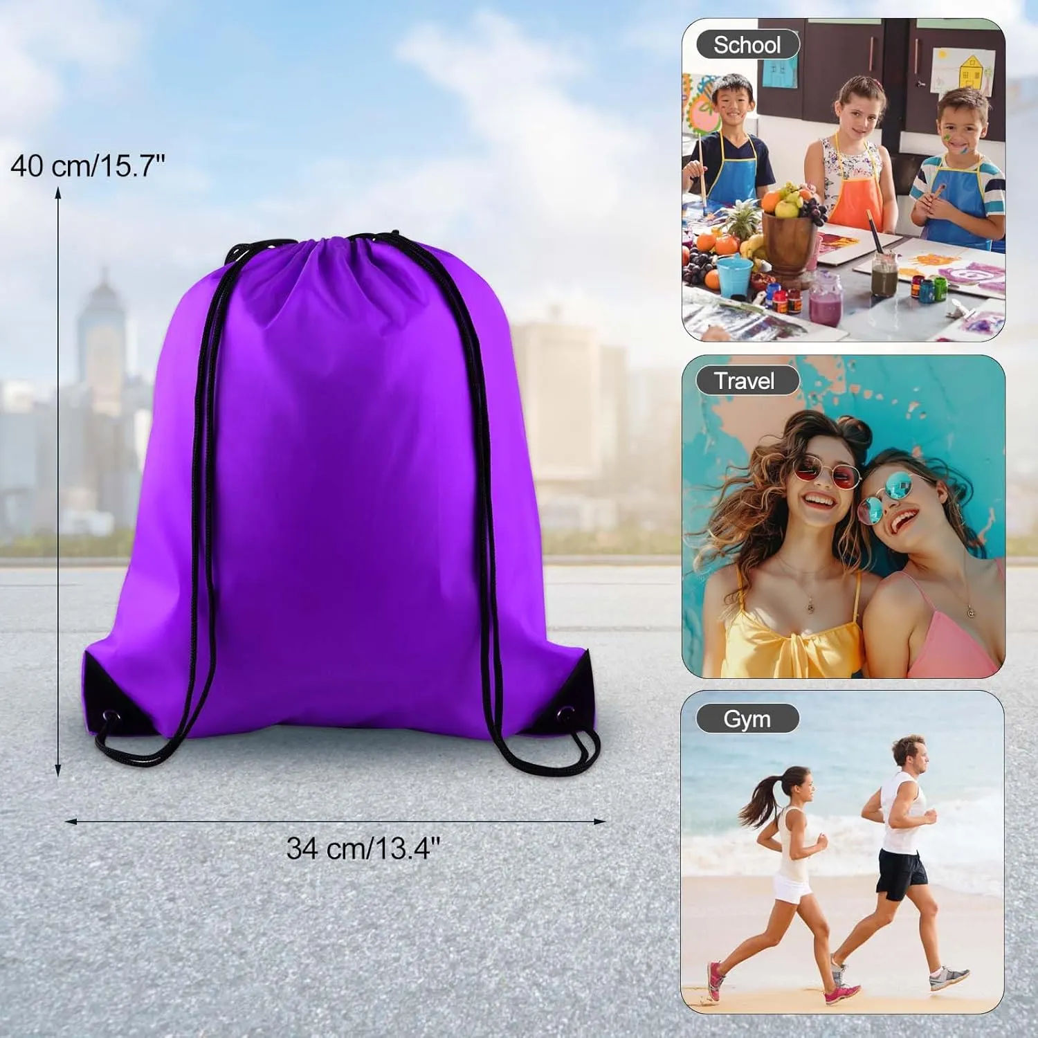 KUUQA 25Pcs Purple Drawstring Bags - String Backpacks for Gym, Sport, Traveling