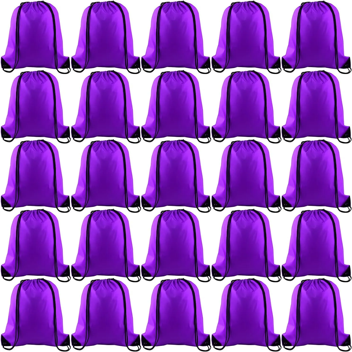 KUUQA 25Pcs Purple Drawstring Bags - String Backpacks for Gym, Sport, Traveling