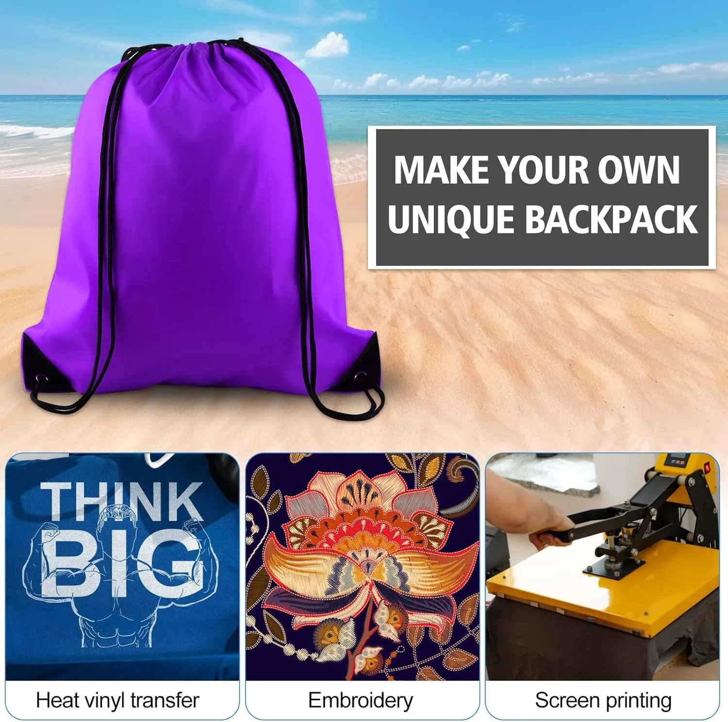 KUUQA 25Pcs Purple Drawstring Bags - String Backpacks for Gym, Sport, Traveling