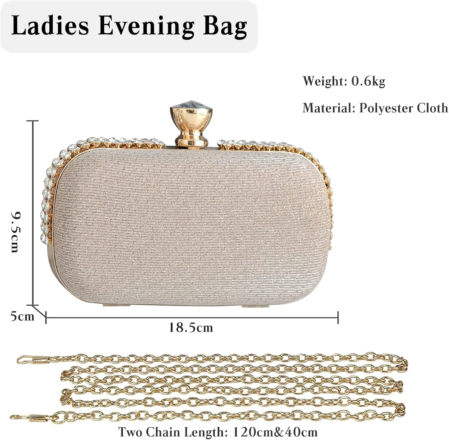 Ladies Clutch Bag Sparkly Rhinestone Evening Bag Women Charming Glittering Handbag