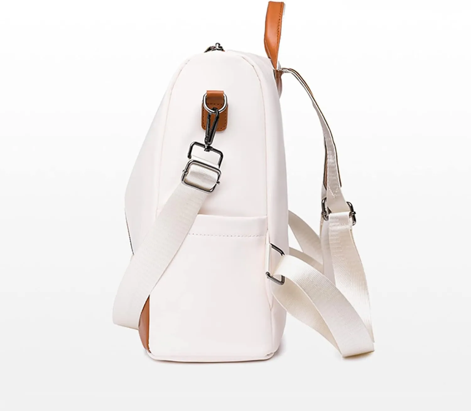 Ladies Fashion Versatile Color Matching Leather Shoulder Bag Casual Light Zipper Student Backpack (White, One Size)