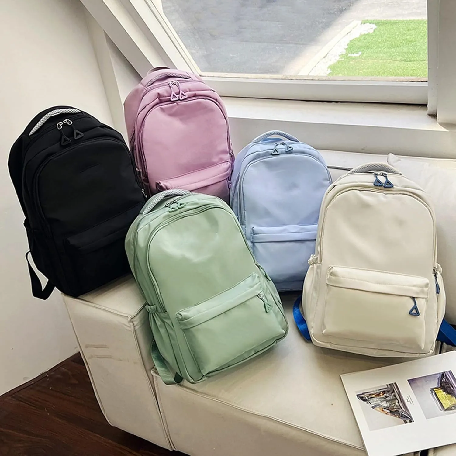 Ladies Multipurpose Design Handbag Adjustable Shoulder Belt Zipper Backpacks Outdoor Travel Backpack for Girls(D)