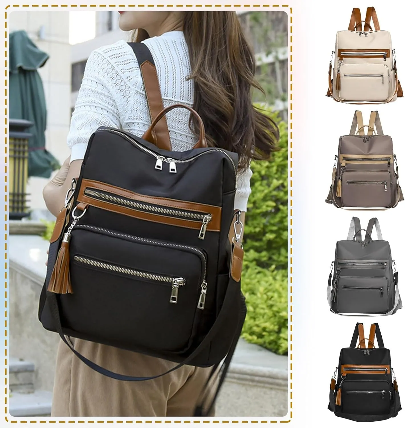 Ladies Multipurpose Design Handbag Casual Messenger Crossbody Bags Versatile Bags School Backpack for Teen Girls