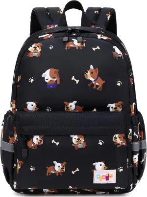 Lanola Cute Little Girls Backpack Waterproof Small Kids Backpacks Daypack for Toddler Girl Bakcpack Travel Bag Baby Children Preschool Bakcpack- Black Dog
