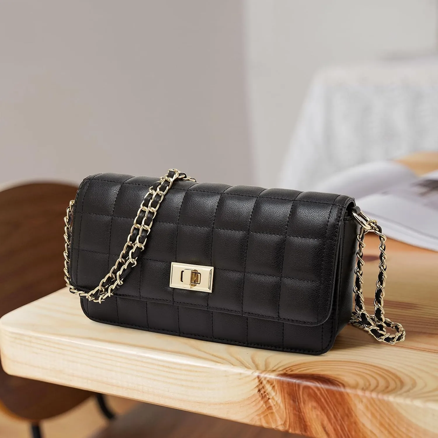 LAORENTOU Vegan Leather Crossbody Bags for Women Heart Shaped Magnetic Buckle Shoulder Bag Purse for Ladies