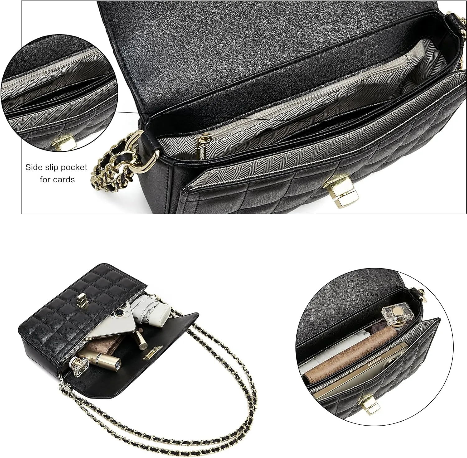 LAORENTOU Vegan Leather Crossbody Bags for Women Heart Shaped Magnetic Buckle Shoulder Bag Purse for Ladies