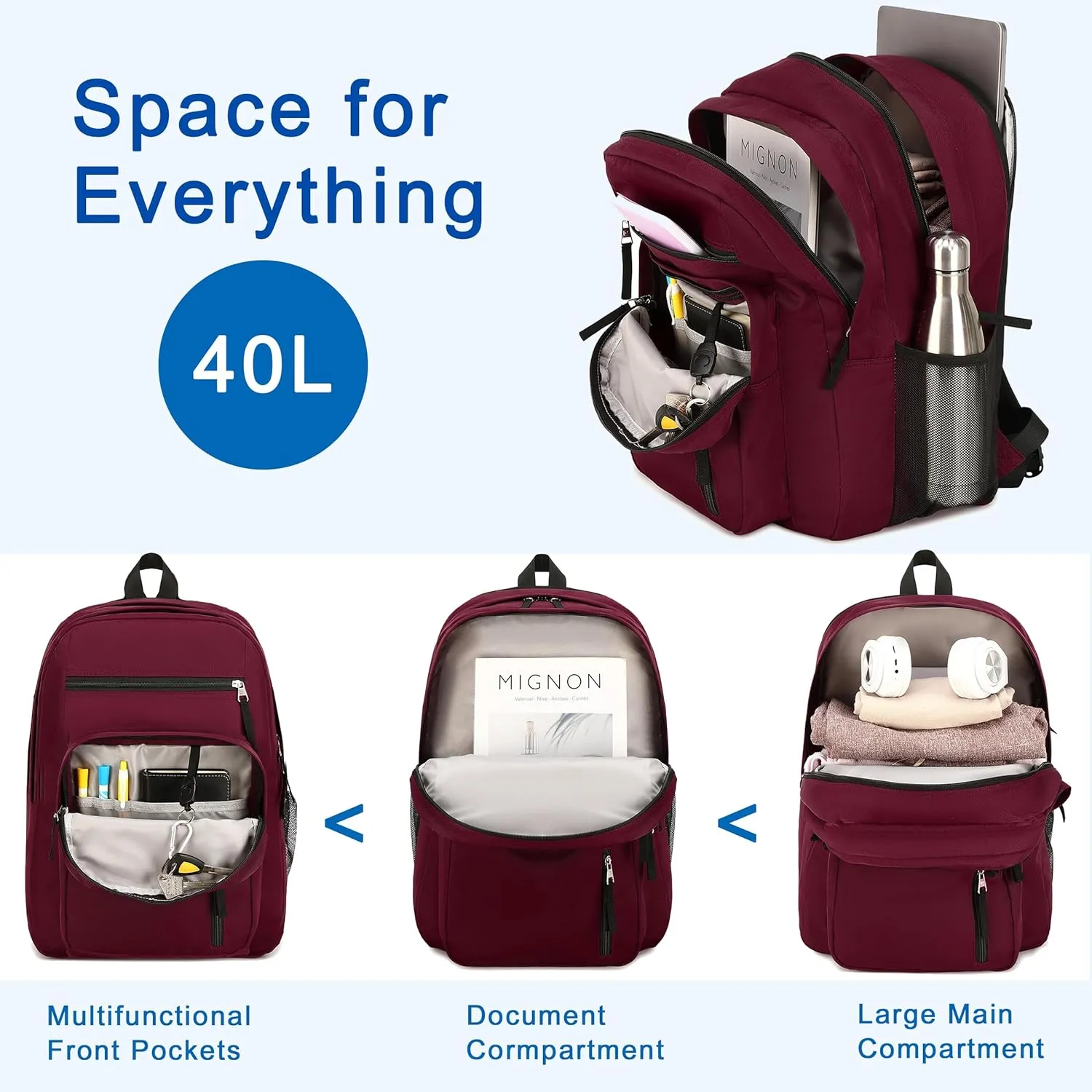 Laptop Backpack 17 inch for Women Men Large College Bookbags Waterpoof Work Business Travel Backpacks Kids School Bag for Girls Boys Students Teens Elementary Schoolbag Casual Daypack Sport-Red