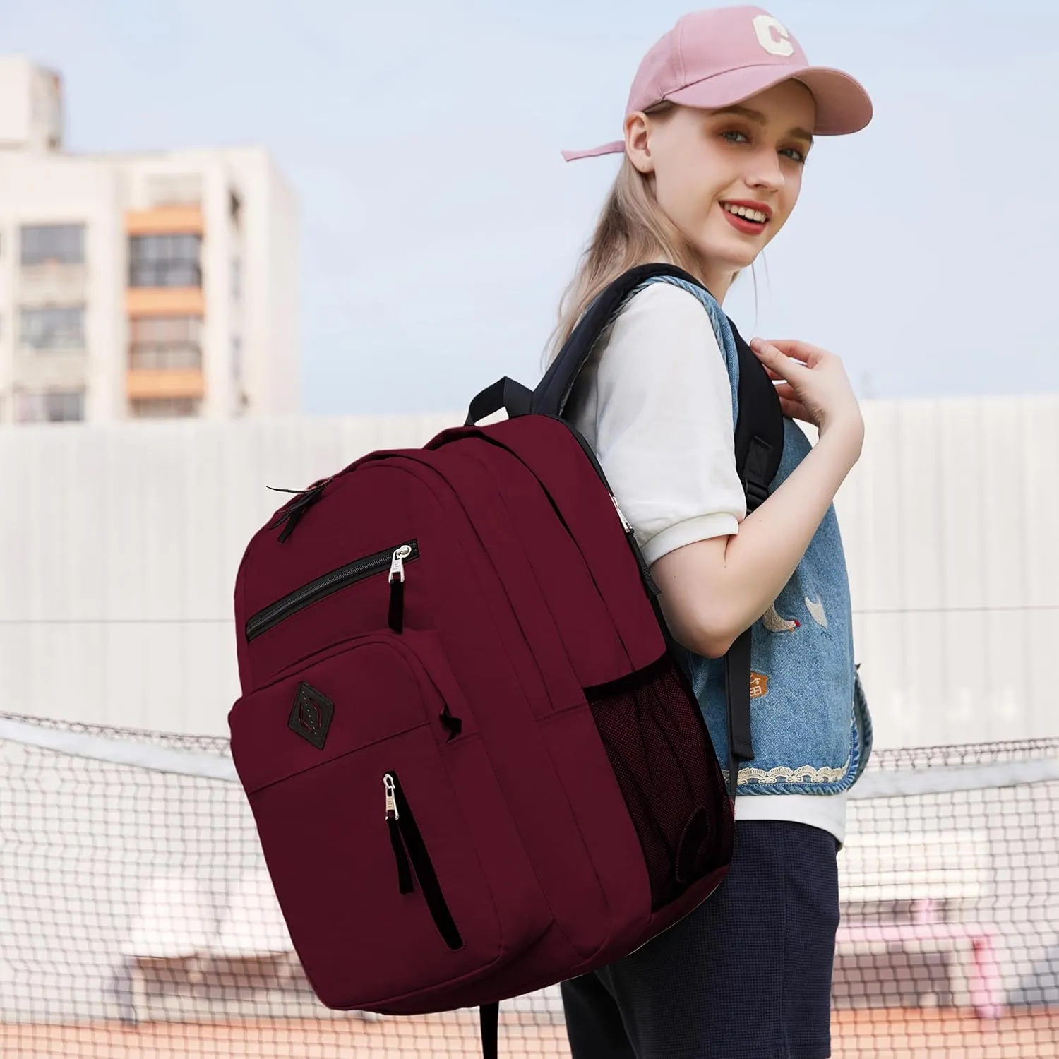 Laptop Backpack 17 inch for Women Men Large College Bookbags Waterpoof Work Business Travel Backpacks Kids School Bag for Girls Boys Students Teens Elementary Schoolbag Casual Daypack Sport-Red