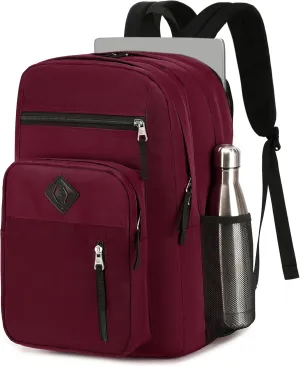 Laptop Backpack 17 inch for Women Men Large College Bookbags Waterpoof Work Business Travel Backpacks Kids School Bag for Girls Boys Students Teens Elementary Schoolbag Casual Daypack Sport-Red