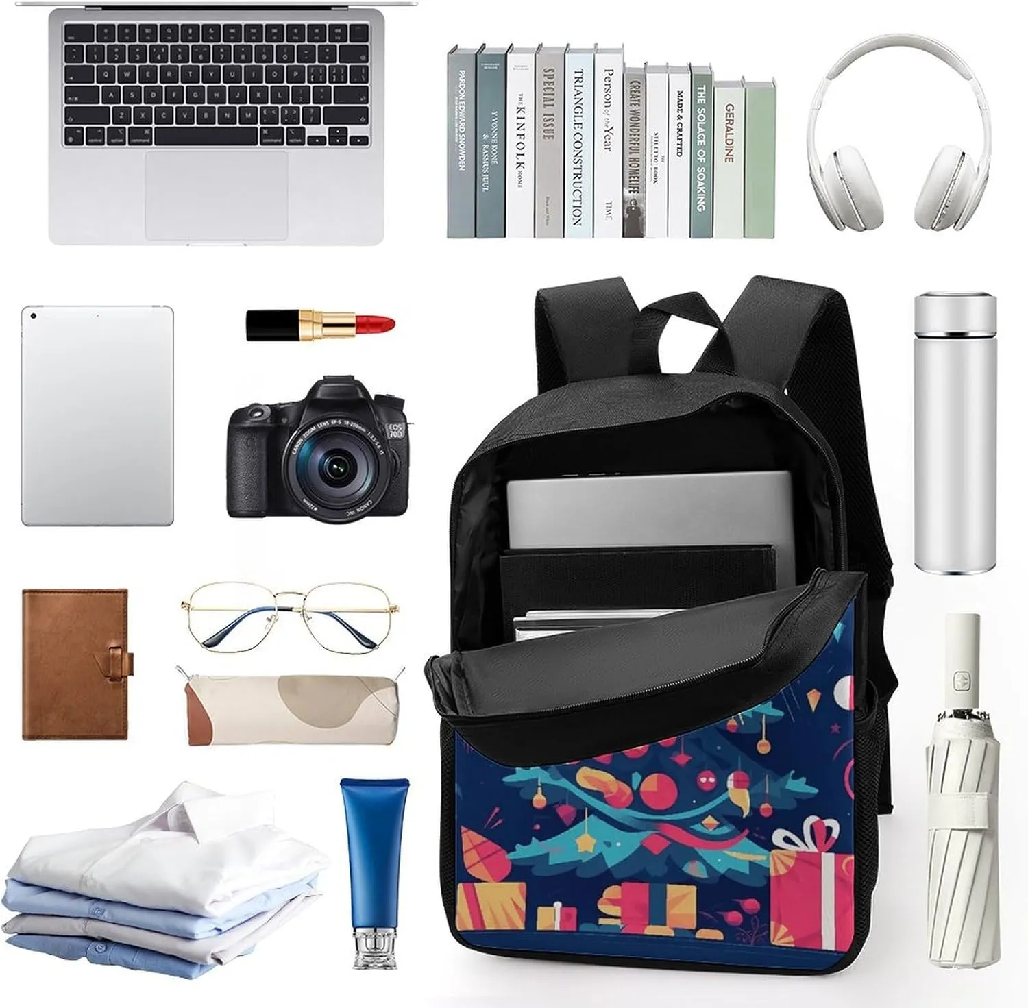 Laptop Backpack for Men Women Daypack Cartoon Christmas Tree Computer Bag Travel Backpacks Laptop Bag