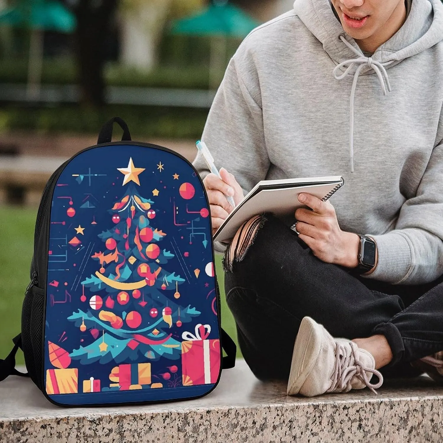 Laptop Backpack for Men Women Daypack Cartoon Christmas Tree Computer Bag Travel Backpacks Laptop Bag