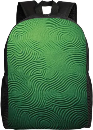 Laptop Backpack Lightweight Travel Backpack Green Curve Texture Computer Bag Hiking Daypack for Men Women
